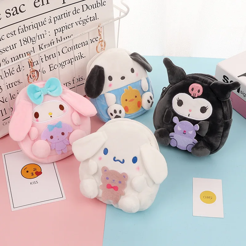 

FUDEAM Soft Plush Japanese Cartoon Rabbit Dog Women Coin Purse Mini Cute Zipper Girls Animal Coin Wallet USB Cable Headset Bag