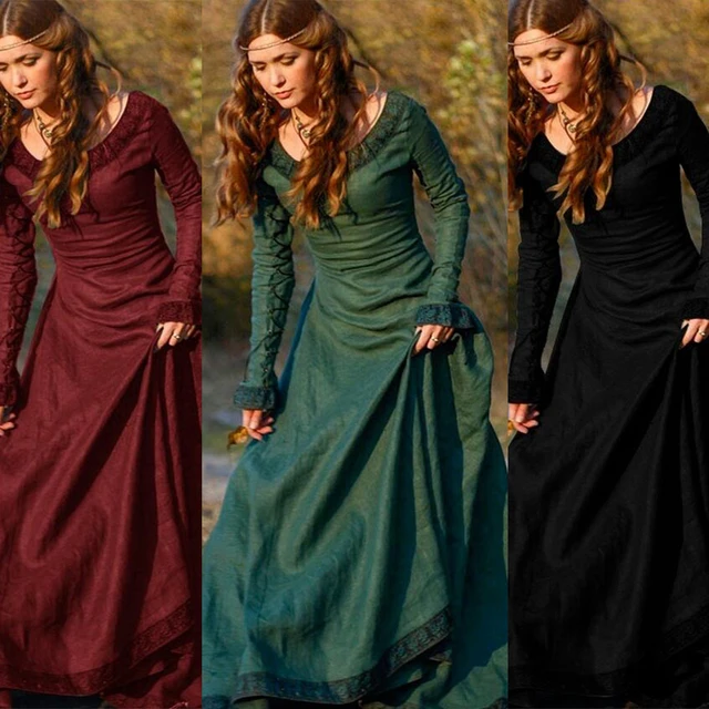 Vestidos medievales para mujeres Vestido renacentista negro