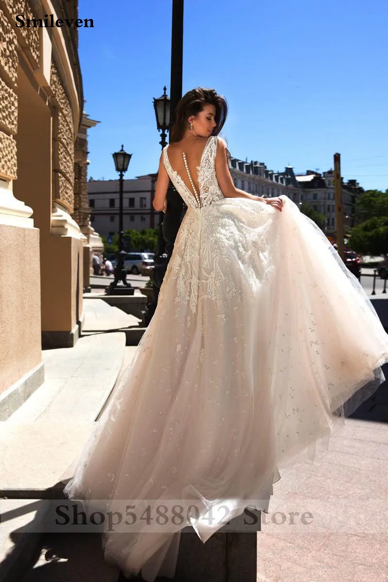 Smileven Princes свадебные платья сексуальные V образным вырезом A Line Boho кружевное свадебное платье Robe De Mariee свадебные платья