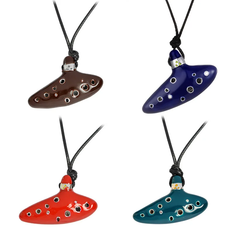

Game The Legend of Zelda Necklace 12 Hole Ocarina Ceramic Alto C Flute Blue Enamel Cosplay Prop