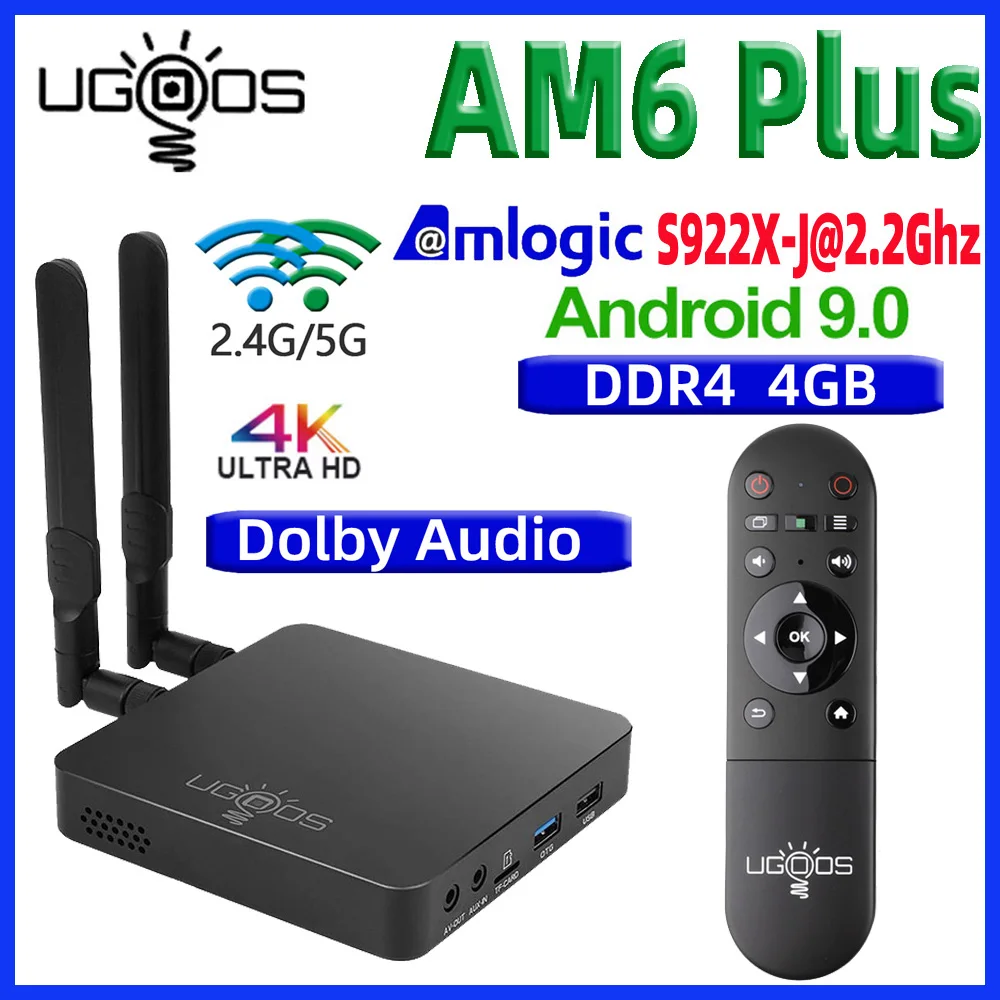 ТВ приставка UGOOS AM6 Plus Android 9 0 Smart TV BOX pro S922X DDR4 4 Гб RAM 32 Dual WiFi 1000M BT5.0 4K медиаплеер 2G