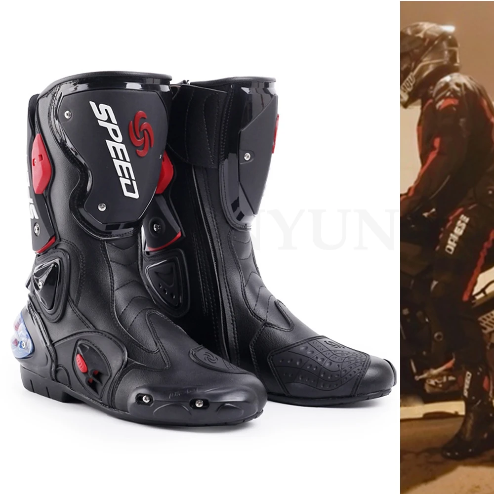 Protective Gear Motorcycle Boots Moto Shoes Motorcycle Riding Racing Motocross Boots BLACK RED WHITE Motocross Racing Boots Protective Gear Motorcycle Boots Moto Shoes Motorcycle Riding Racing Motocross Boots BLACK RED WHITE Motocross Racing Boots
