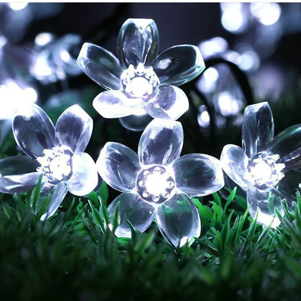 50LED Solar Cherry Light String Holiday Decoration Lantern String Led Light Garland Street Garland New Year's Garland Garland