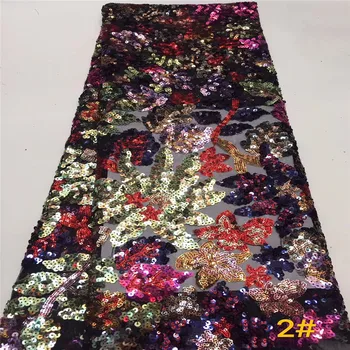

Best High Quality Africa Net Lace fabric, Super Sequins With French Tulle Fabric multicolor Sequins Fabrics,2019 Nigeria lace
