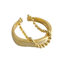 Geometry Ring Round Bead Chain Designer Sterling Silver 925 Double Layer Gift For Women's Gold 2021 Trend Accessories Jewellery