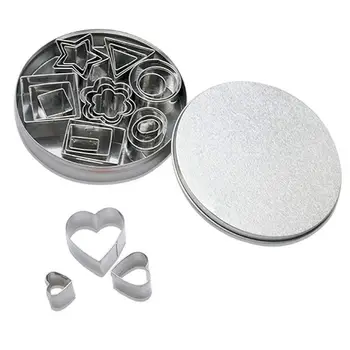 

Cookie Cutter Stainless Steel 24 PCS Cookie Cake Cutters with Box DIY Mini Cookie Cutter with Heart Star e-Shape Ellipse