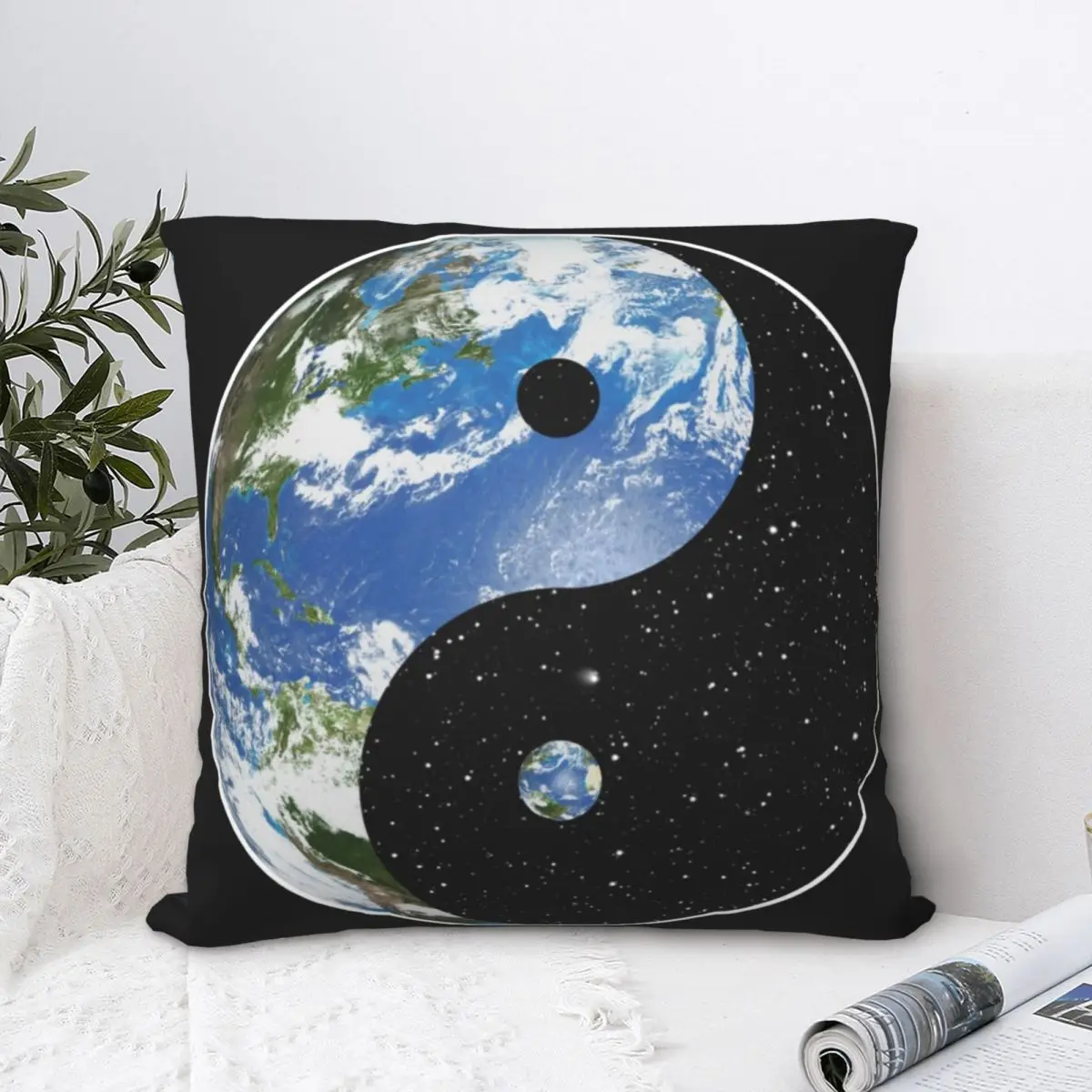 

Квадратный чехол для подушки Space Yin Yang, наволочка для подушки на молнии, домашний декоративный чехол для подушки, простой чехол для кровати 45*45 см
