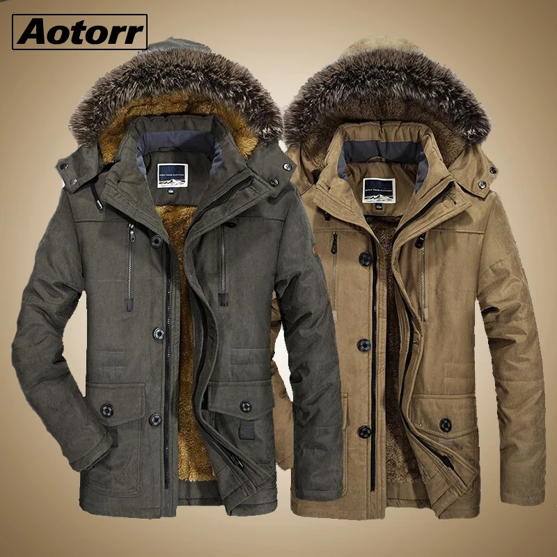 Men's Fur Collar Windproof Parkas Winter Militory Fashion Men Thick Outwear Jacket Plus 6xl Velvet Warm Coat - - AliExpress