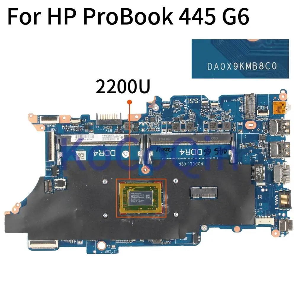 awesome  KoCoQin Laptop motherboard For HP ProBook 445 G6 2200U Mainboard DA0X9KMB8C0 Tested