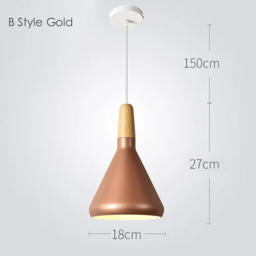 B style rose gold Современный светодиодный подвесной светильник E27, алюминиевый деревянный подвесной светильник, скандинавский простой, для столовой, кухни, ресторана, спальни, отеля, абажур - Цвет корпуса: B style rose gold