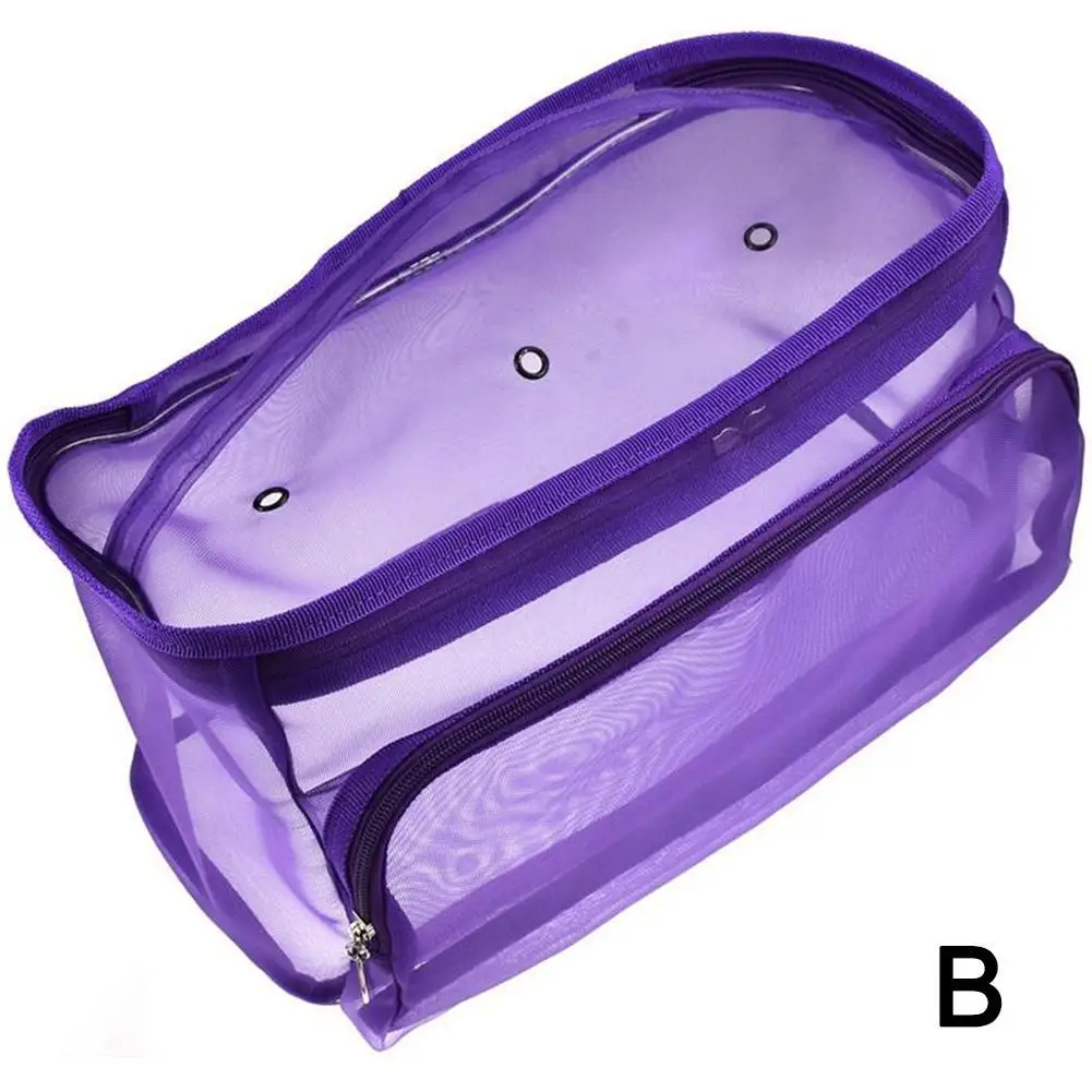 purple 3 отверстия прямоугольной формы DIY ручного плетения инструменты Органайзер Сумка сплошной цвет плетение пряжи мешок крючком нить сетчатый мешок для хранения - Цвет: purple