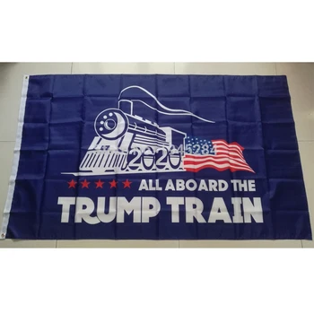 

All Aboard The Trump Train Donald Trump 2020 US Presidential Election Flag Banner Keep America Great Flag 3x5ft, free shipping