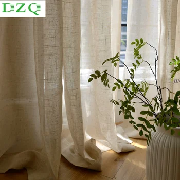

Solid Linen Tulle Curtains for Bedroom Tulle Window Curtains for Living Room Kitchen Japan Decoration Sheer Voile Blinds Drapes