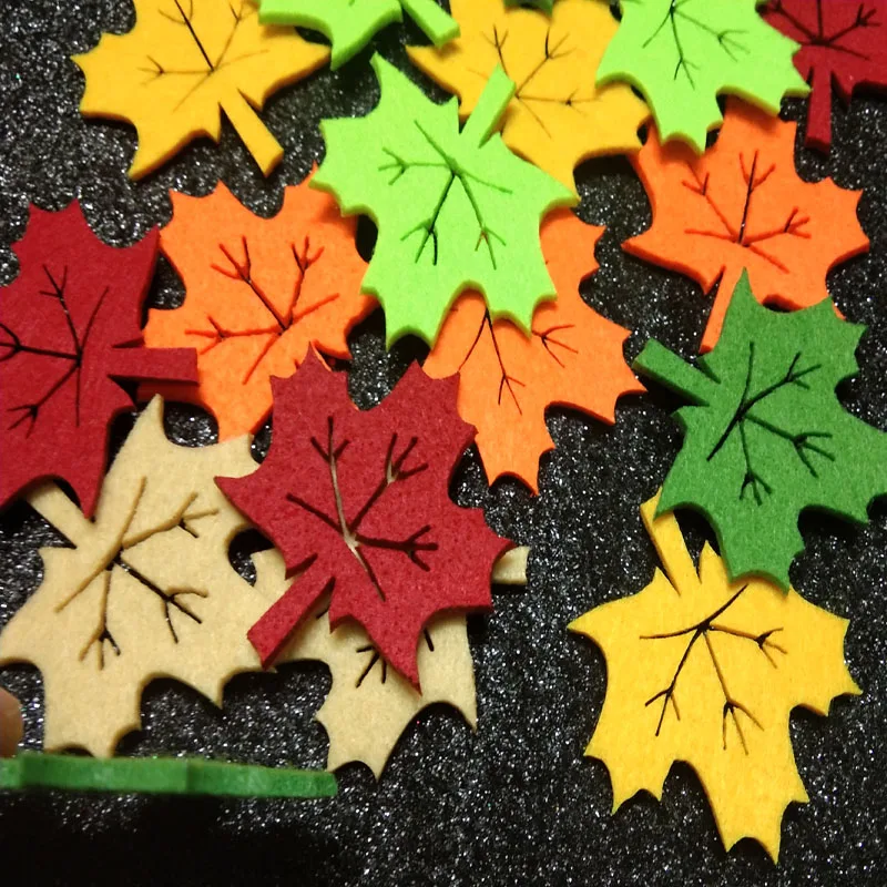  40pcs 4.2x4.3cm 6 Candy Colors Felt Maple Leaf DIY Decorative kindergarten leafs kids garden Patch  - 4000263518557
