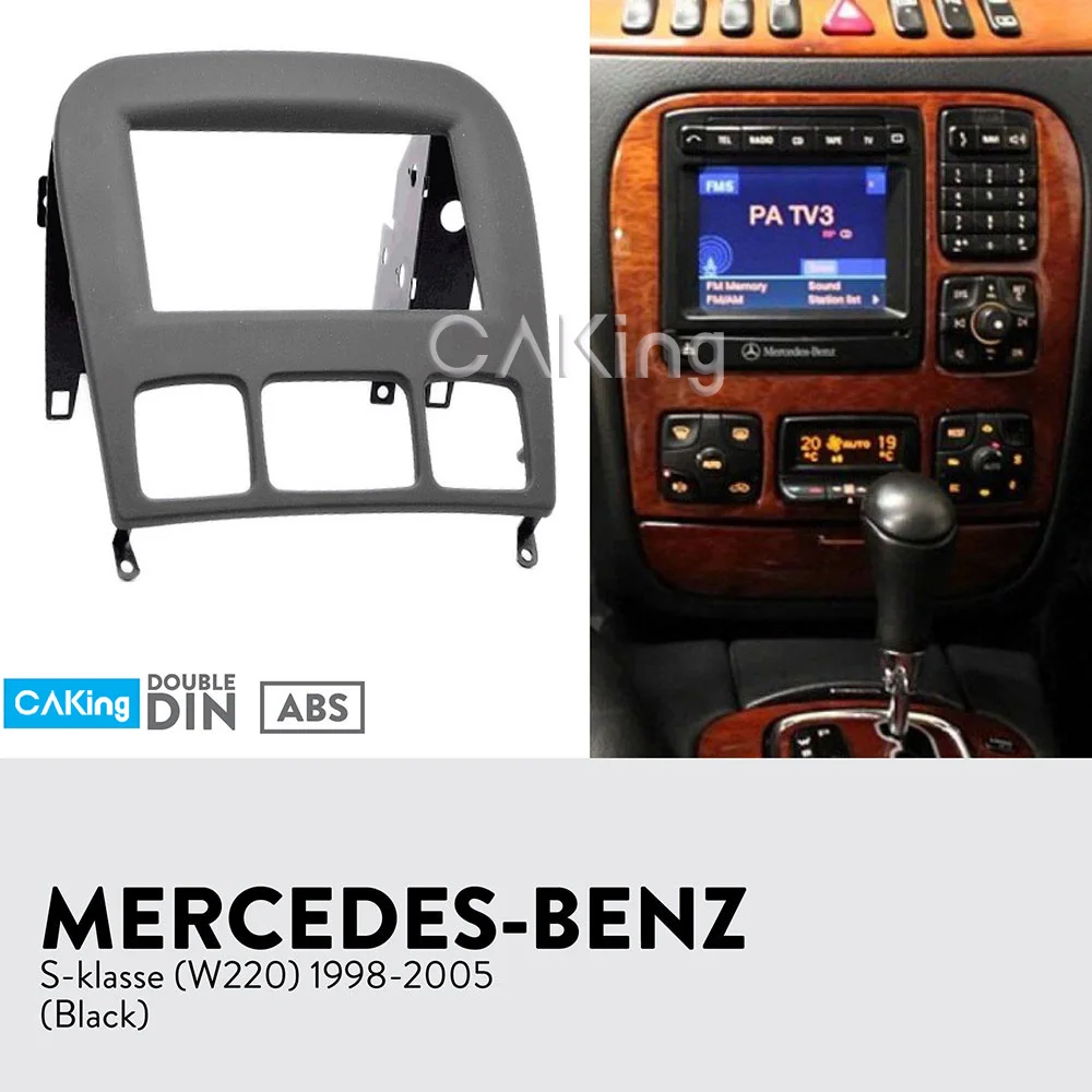 Double Din Car Fascia Radio Panel for MERCEDES BENZ S klasse (W220) 1998-2005 Dash Fitting Kit Facia Face Plate Bezel Adapter | Автомобили