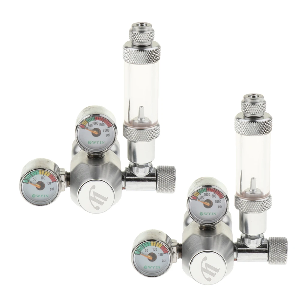  2x Aquarium Co2 Regulator Emitter System Accurate Easy Adjust Flow Meter