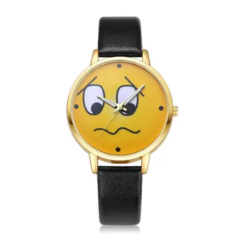 

Cute Women Quartz Watchband Leather Strap Emotion Face Pattern Watch Band Wristwatch Strap Analog Quartz Reloj femen 2020#2