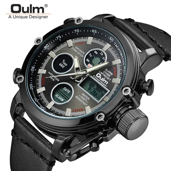 

Oulm Digital Quartz Dual Display Sport Watches Men's Quartz Clock Man Casual Military Waterproof Wrist Watch relogio masculino