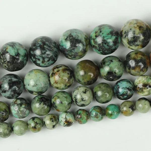 Natural Stone Beads African Turquoises Round Loose 15&quot Strand 4 6 8 10 12MM Pick Size For Jewelry Making | Украшения и