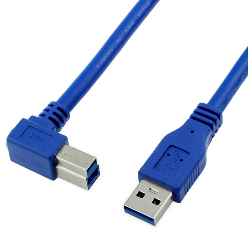Кабель для принтера с углом наклона 90 градусов 1 8 м USB 3 0 тип A папа-B синий цвет |