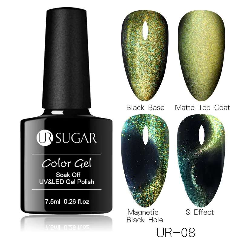 Ur Sugar 9D Galaxy Гель-лак для ногтей с эффектом «кошачий глаз» Хамелеон для использования с магнитом замачиваемый УФ-лак для ногтей 5D/7D 7,5 мл Полупостоянный маникюрный Гель-лак - Цвет: 8
