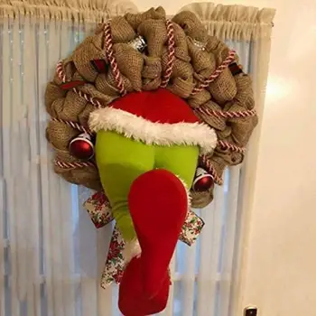 

Christmas Thief Burlap Stealer Design Home Front Door Wreath Hoop Christmas Decor Christmas Wreath Garlands