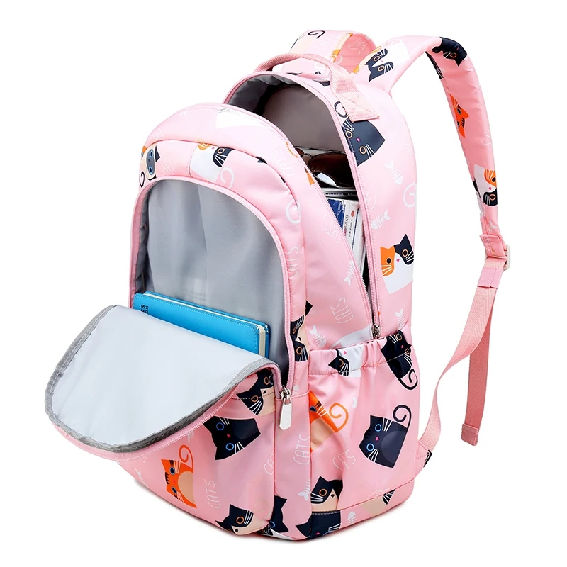 ABZC-Водонепроницаемый кавайный рюкзак с принтом кота, Женский школьный рюкзак для студентов, Женский 15,6 дюймовый милый рюкзак для ноутбука, для девочек