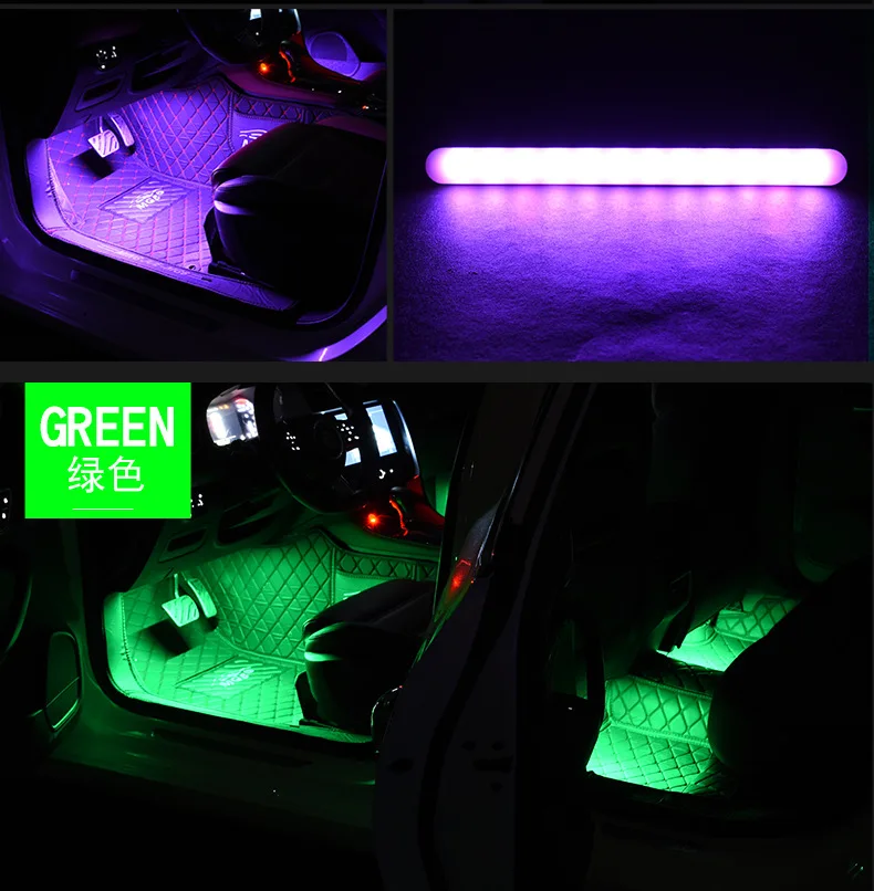 1 Набор, автомобильный RGB светодиодный ленточный светильник, красочный автомобильный Стайлинг, лампы для окружающей среды, автомобильные интерьерные огни с дистанционным декоративным светильником