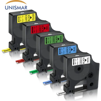 

Unismar 5PCS Mixed Color 40913 40916 40917 40918 40919 for DYMO D1 Label Tapes 9mm*7m for LabelManager 160 280 420P Printer