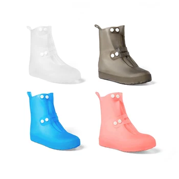 

Vogue Waterproof Protector Shoes Boot Cover Unisex Buckle Rain Shoe Covers High-Top Anti-Slip Thicken PVC Rain Shoes Cases