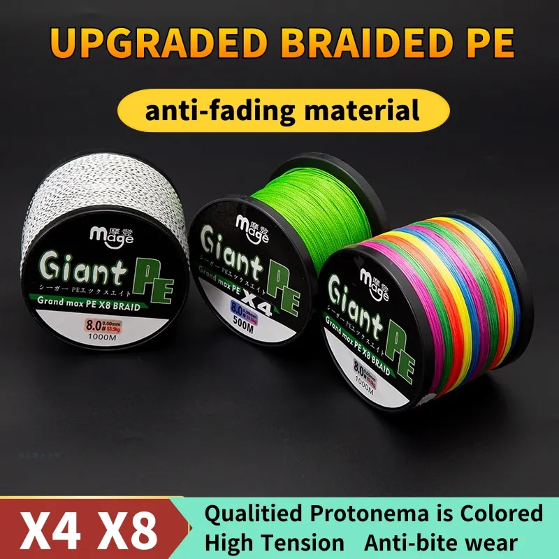 

Giant 8 Strands Non-fading Fishing Line 500M Super Strong Japanese Multifilament PE Braided PE Floating Line 100L