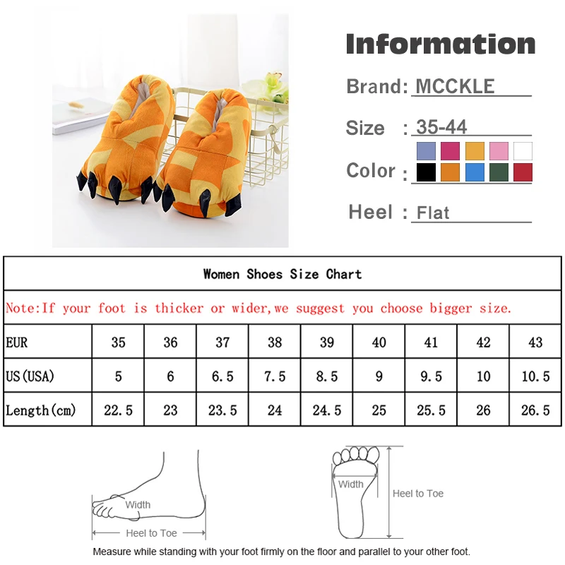 MCCKLE/женские домашние тапочки на плоской подошве с животным принтом в виде лап; модная женская хлопковая теплая обувь без застежки для пары; женская обувь; большие размеры
