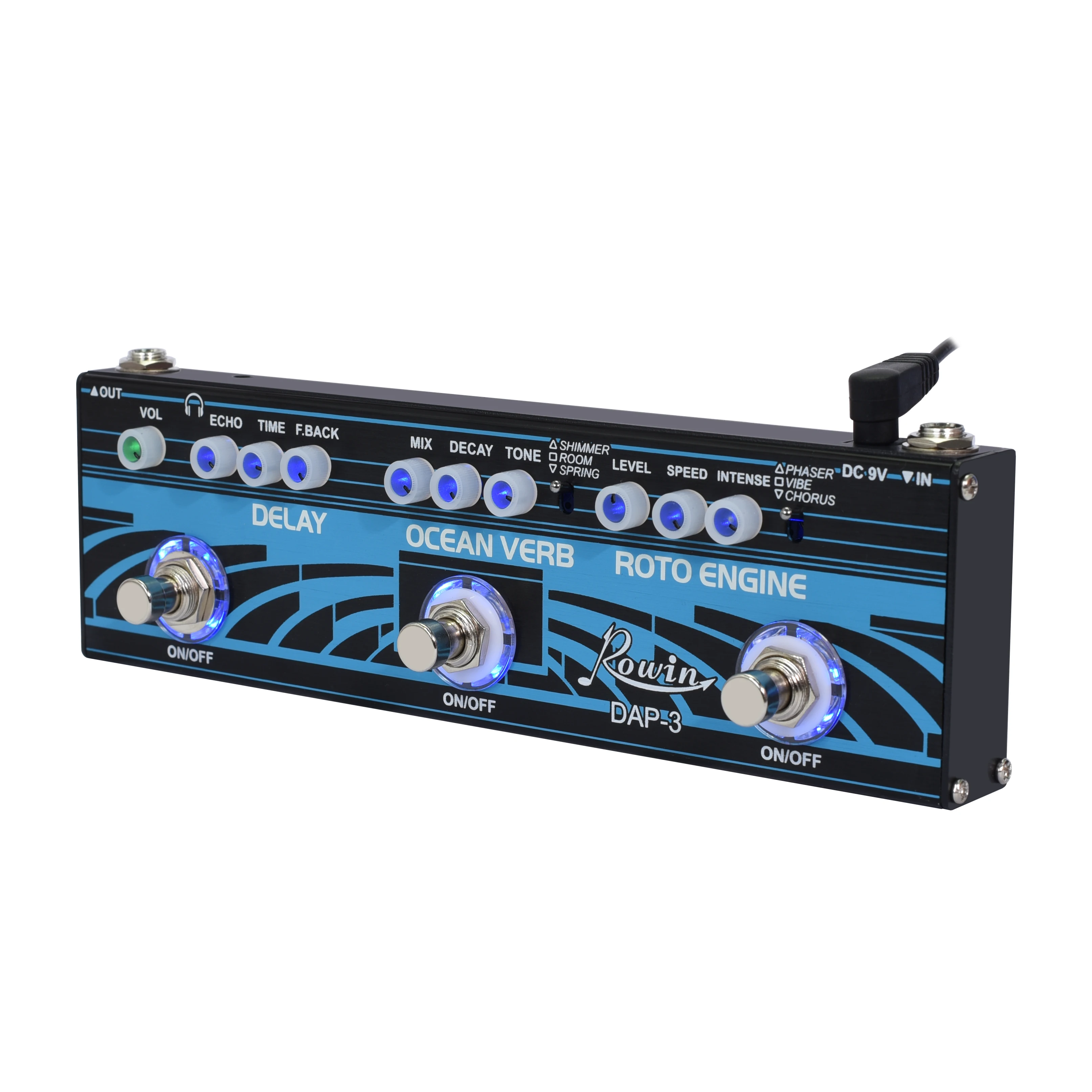 3 em 1 Rowin Guitarra Multi Efeitos Pedal Dap-3 Atraso - Motor Roto Oceano Verbo - Image 6