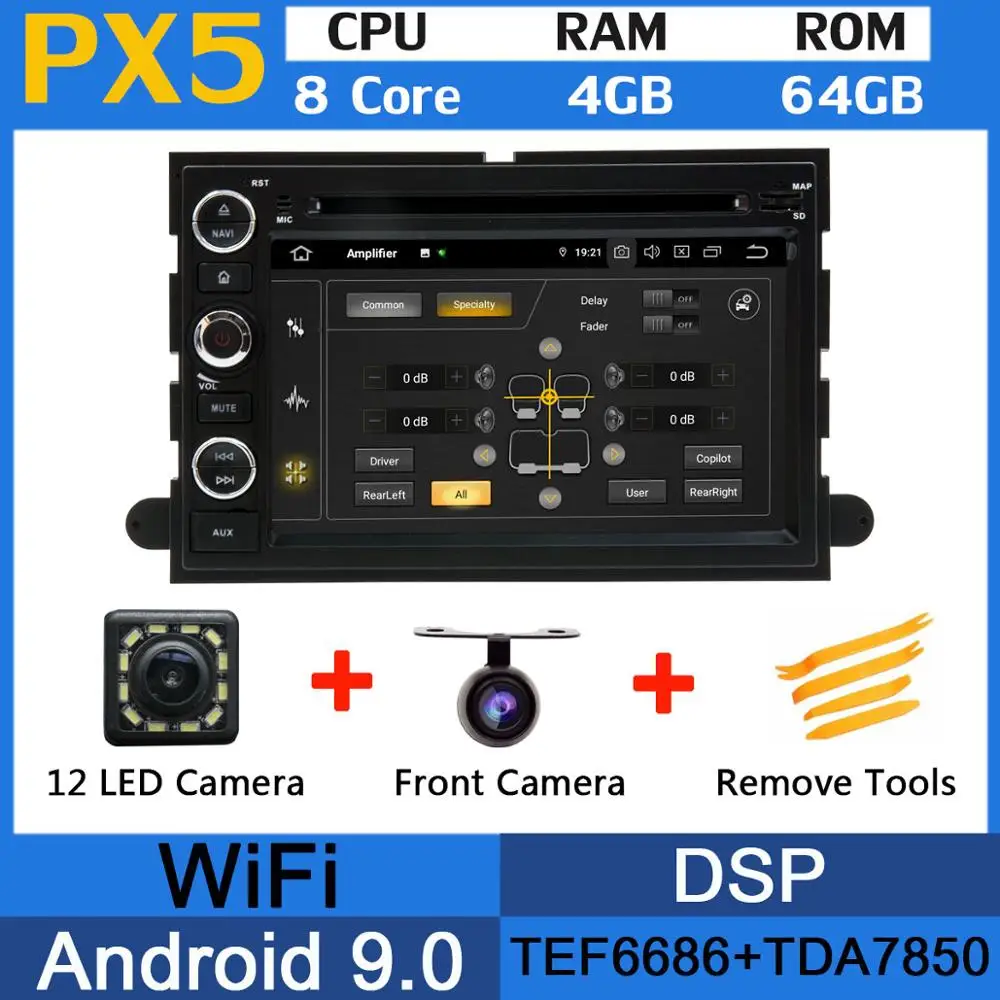 5 USB порт Android 9,0 PX6/Восьмиядерный автомобильный DVD для Ford Explorer Fusion Mustang Focus Edge Expedition Escape F150 автомобильный Радио gps - Цвет: PX5