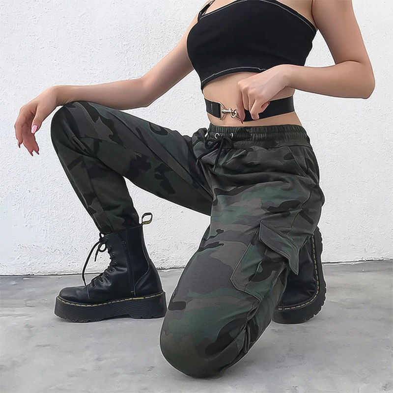

New Camo Pants Women Sweatpants Street Beat New Camouflage Print Slim High Waist Tooling Casual Pants Hip Hop Pants Army Pants