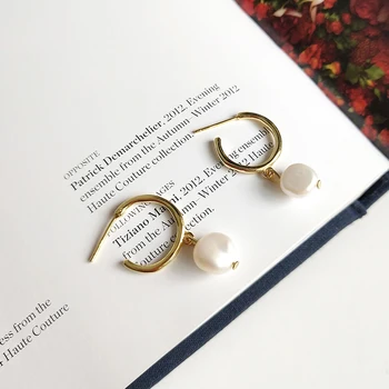 

Pearl 925 Silver Irregular Drop Earrings Boho Silver Jewelry Korea Minimalism Brincos Pendientes Charm Earrings for Women