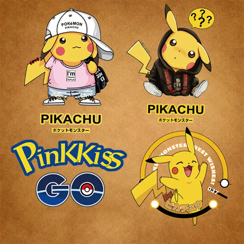 

Cute Pokemon Pikachu Iron on Patches for Clothes Sewing Accessories DIY T-shirt Applique Heat Transfer Patch for Clothing E