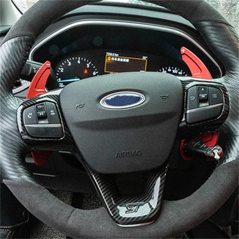 Fur Ford Fiesta Mk8 17 18 Fokus Mk4 St 19 Lenkrad Abdeckung Borte Abs Carbon Faser Stlye Aufkleber Auto Zubehor Chrom Styling Aliexpress