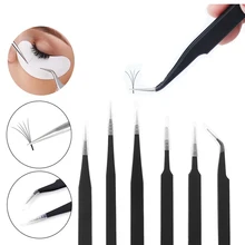 

Black Curved Straight Eyebrow Tweezers Anti Acid Nipper Nail Tweezers Eyelash Nipper Rhinestone Picking Tool Eyelash Art Tool