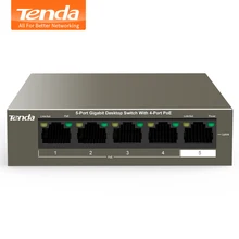 Tenda – commutateur Ethernet POE 48V, avec 6 Ports réseau RJ45, protocole IEEE 802.3 af/at, adapté au système de caméra de vidéosurveillance/AP sans fil
