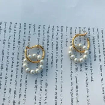 

YE-3 Fashionable circle pearl ring hoop metal ring earrings copper French Street slapping Earrings New Women