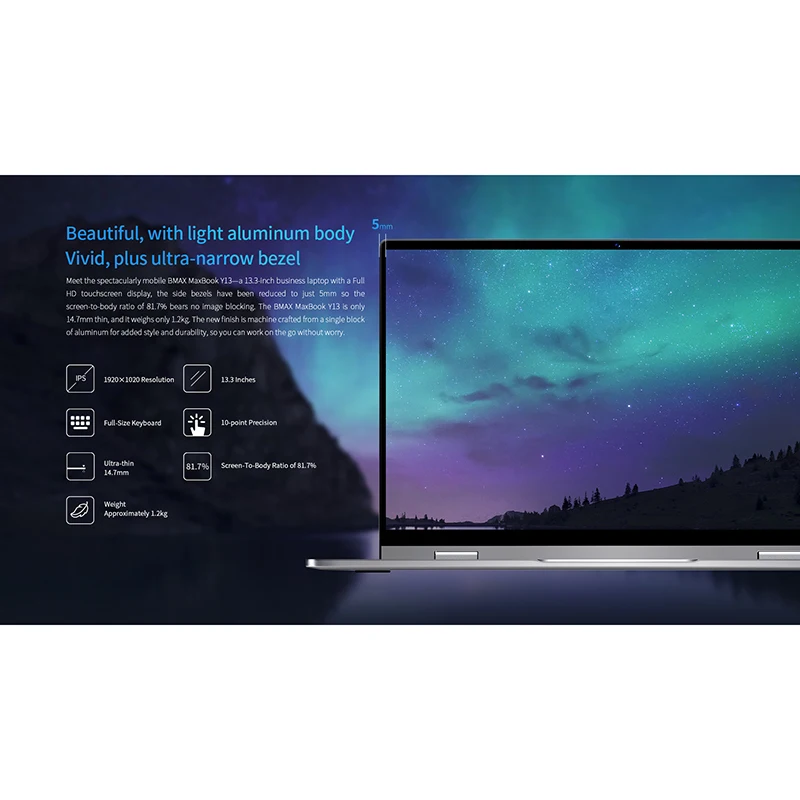 Ноутбук BMAX Y13 360 ° 13,3 дюйма 1080P ips с контактным экраном ноутбук N4100 Intel 8 Гб LPDDR4 256 ГБ SSD тонкий ноутбук