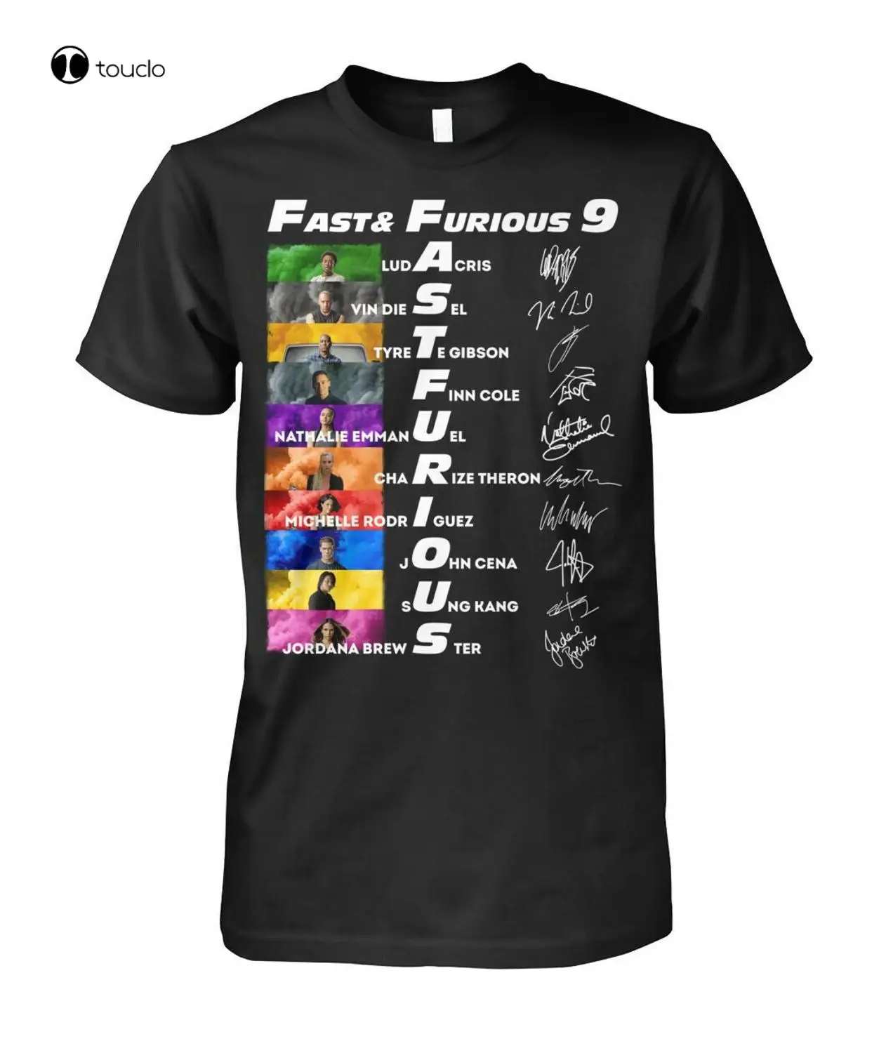 Fast Furious 9 Tutti I Personaggi Signature Men Black Tshirt Vintage Men Gift Tee