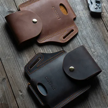 

Portable Mobile Phone Storage Cowhide Storage Bag Outdoor Tool Leather Product Storage Box Outdoor Travel Tools Bag Phone