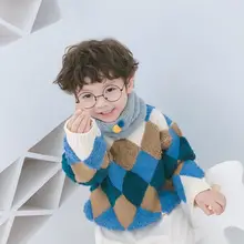 Модный зимний шарф для девочек и мальчиков, теплый утолщенный шарф с кольцом, мягкие и удобные вельветовые шарфы B034