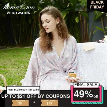 

Vero Moda Wrist Sleeves Straight Long Gown Bathrobe for Women | 3181R1504