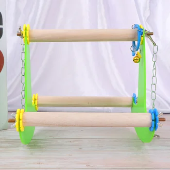

1pc Standing Rack Funny Durable Creative Wooden Playing Swing for Bird Pet