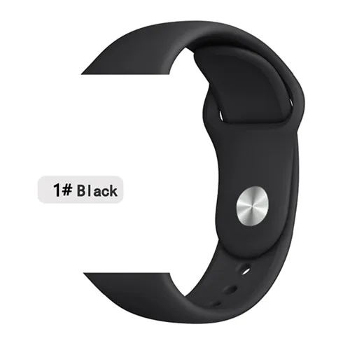 black 1 Ремешок для apple watch, ремешок для apple watch 5, 4, 3, iwatch, ремешок 42 мм, 44 мм, 38 мм, 40 мм, браслет Correa, силиконовый ремешок для часов, ремень, аксессуары - Цвет ремешка: black 1
