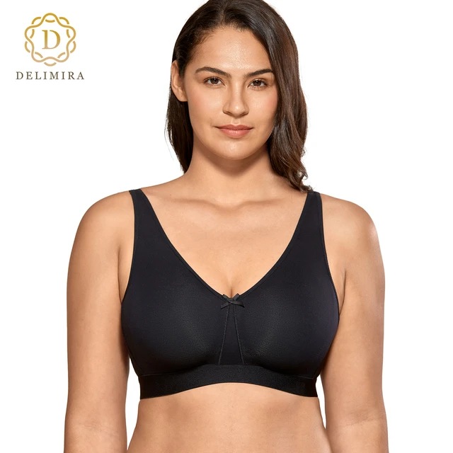 DELIMIRA Women's Cotton Seamless Bra Plus Size No Padding Full