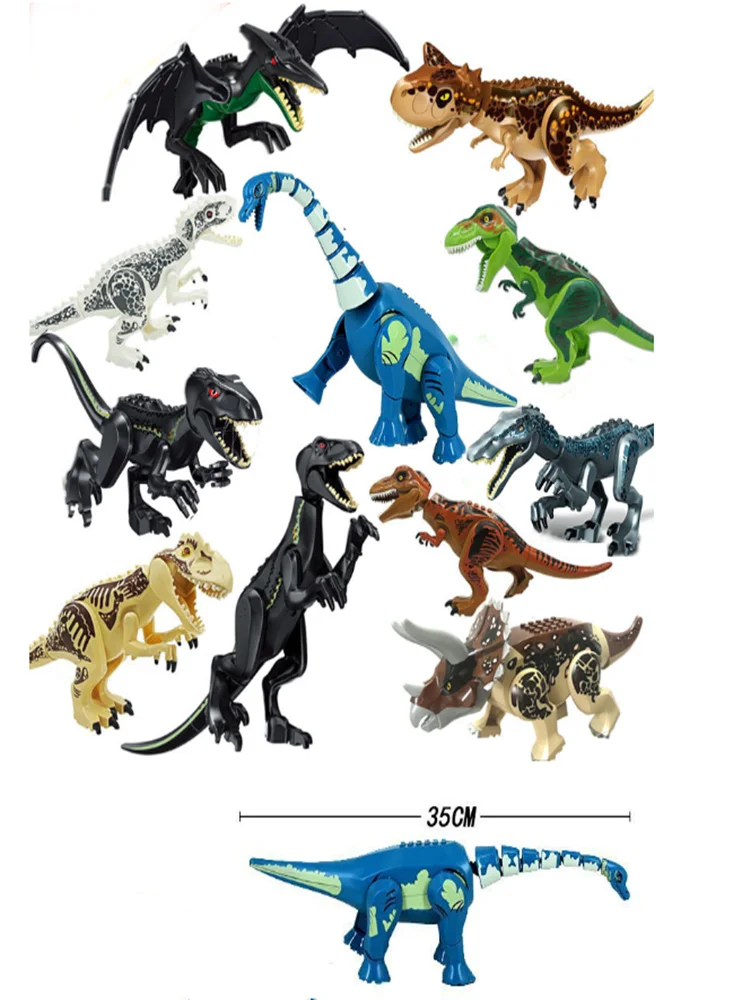 2 Stück große Jurassic World Dinosaurier Mini Figuren Bausteine Brachiosaurier 